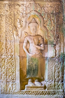 Stone carvings at Prasat Preah Khan temple ruins, Angkor, UNESCO World Heritage Site Stone carvings at Prasat Preah Khan temple ruins, Angkor, UNESCO World Heritage Site