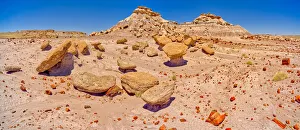 A stone garden of Toadstool rocks on the south end of Keyhole Mesa in Petrified Forest A stone garden of Toadstool rocks on the south end of Keyhole Mesa in Petrified Forest