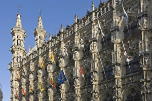 Grote Markt Gallery: A detail of the stonework carving on the 15th century late Gothic Town Hall, Grote Markt, Leuven