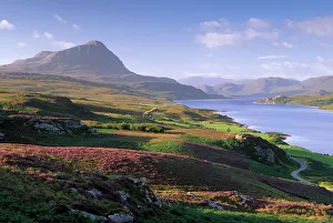 Prints of Strathmore Valley, Loch Hope and Ben Hope, 927m, Sutherland, Highland region, Scotland, United Kingdom, Europe Lake Prints: Strathmore Valley Print, Loch Hope and Ben Hope Landscape