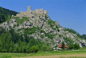 Prints of Strecno Castle, Vah Valley, Slovakia, Europe Slovakia Prints: Strecno Castle Print, Vah Valley Landscape