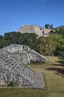 Structure 17 in the foreground with The Acropolis behind, Ek Balam Structure 17 in the foreground with The Acropolis behind, Ek Balam