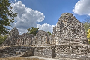 Structure I, Chicanna, Mayan archaeological site, mixture of Chenes and Rio Bec styles Structure I, Chicanna, Mayan archaeological site, mixture of Chenes and Rio Bec styles
