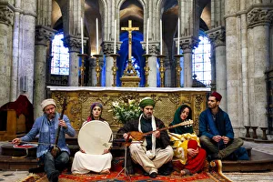Sufi music band at Sufi Muslim wedding in St. Nicolass Catholic church, Blois Sufi music band at Sufi Muslim wedding in St. Nicolass Catholic church, Blois