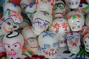Sugar candy skulls, Day of the Dead, Patzcuaro, Michoacan state, Mexico, North America Sugar candy skulls, Day of the Dead, Patzcuaro, Michoacan state, Mexico, North America