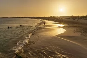 Sunset at the beach in Santa Maria, Praia de Santa Maria, Baia de Santa Maria, Sal Island