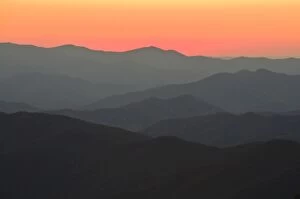 Sunset over the Great Smoky Mountains National Park, UNESCO World Heritage Site
