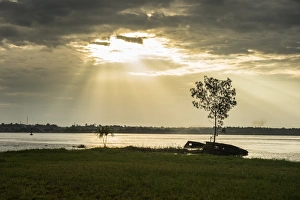 Sunset over the Maroni River, Saint Laurent du Maroni, French Guiana, Department of France Sunset over the Maroni River, Saint Laurent du Maroni, French Guiana, Department of France