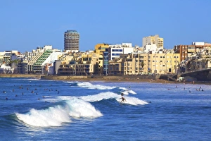 Surfers on Playa de las Canteras Beach, Santa Catalina District Surfers on Playa de las Canteras Beach, Santa Catalina District