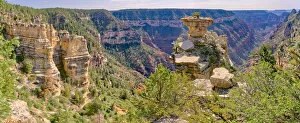 Tabletop Rock on the cliffs of the Transept Canyon at Grand Canyon North Rim along Tabletop Rock on the cliffs of the Transept Canyon at Grand Canyon North Rim along