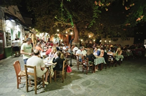 Taverna in Skopelos Town at night, Skopelos, Sporades Islands, Greek Islands Taverna in Skopelos Town at night, Skopelos, Sporades Islands, Greek Islands