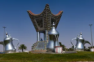 Tea pots on a roundabout, Hail, Kingdom of Saudi Arabia, Middle East Tea pots on a roundabout, Hail, Kingdom of Saudi Arabia, Middle East