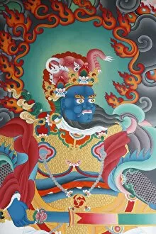 Images Dated 25th July 2007: Temple guardian guarding the South, named Virudhaka, Kopan monastery, Kathmandu