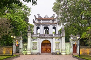 Temple of Literature gate at dusk, Dong Da District, Hanoi, Vietnam, Indochina Temple of Literature gate at dusk, Dong Da District, Hanoi, Vietnam, Indochina