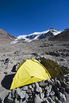 Tent at Plaza de Mulas base camp, Aconcagua 6962m, highest peak in the western hemisphere Tent at Plaza de Mulas base camp, Aconcagua 6962m, highest peak in the western hemisphere