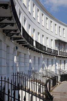 Terraced Houses Gallery: Terrace of Regency style Georgian houses with wrought iron balconies on The Royal Crescent