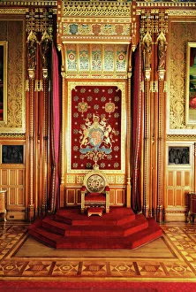 Dressing Room Gallery: Throne in Queens robing room, Houses of Parliament, Westminster, London