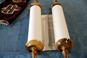 Venice Collection: Torah scroll used in the ritual of Torah reading during Jewish prayers, Italy, Europe