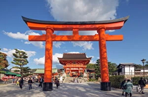 Images Dated 18th November 2013: Torii gate at Fushimi Inari Jinja, Shinto shrine, UNESCO World Heritage Site, Kyoto, Honshu