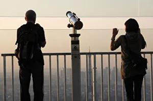 Tourists on top of Montparnasse tower, Paris, France, Europe Tourists on top of Montparnasse tower, Paris, France, Europe