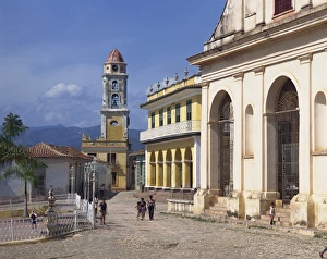 Tower of St. Francis of Assisi Convent church and Museo Romantico, in Trinidad