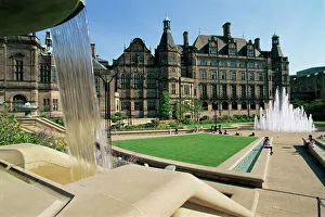 Prints of Town Hall and Peace Gardens, Sheffield, Yorkshire, England, United Kingdom, Europe South Yorkshire Prints: Town Hall Print, Sheffield