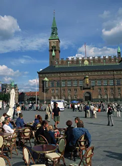 Prints of Town hall, Radhusplatzen and Radhus, Copenhagen, Denmark, Scandinavia, Europe Denmark Prints: Copenhagen Town Hall Print