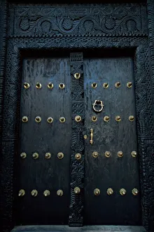 Doors Gallery: Traditional carved wooden door in Stone Town, Zanzibar, Tanzania, East Africa, Africa