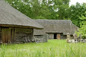 Prints of Traditional Lithuanian farmsteads from the Zemaitija region, Lithuanian Open Air Museum, Rumsiskes, near Kaunas, Lithuania, Baltic States, Europe Lithuania Prints: Traditional Lithuanian Farmstead Print