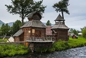 Images Dated 18th August 2012: Traditional rebuilt houses in the Ewenen Museum in Esso, Kamchatka, Russia, Eurasia