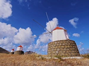 Traditional windmills of Porto Santo Island located on the way from Casinhas to Serra de Fora Traditional windmills of Porto Santo Island located on the way from Casinhas to Serra de Fora