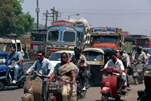 Poona Gallery: Traffic on Koregaon Road, Pune, Maharashtra state, India, Asia