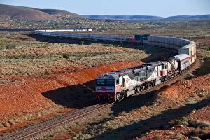 Rail Collection: Train travelling through the Outback of South Australia, Australia, Pacific