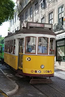 Trams Gallery: Tram in the Alfama district, Lisbon, Portugal, Europe