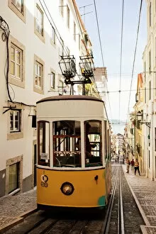 Lisbon Collection: Tram in Elevador da Bica, Lisbon, Portugal, Europe
