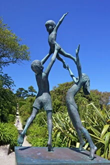 Child Hood Gallery: Tresco Children sculpture by David Wynne, in the sub-tropical gardens, Island of Tresco