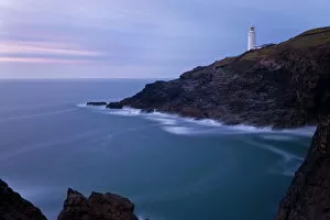 Trevose Lighthouse at dusk, Trevose Head, near Padstow, North Cornwall