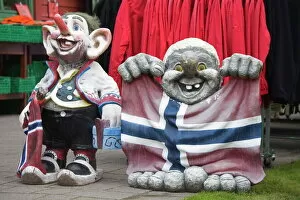 Trolls outside store in Flam Village, Sognefjorden, Western Fjords, Norway