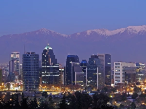 Twilight view from the Parque Metropolitano towards the high rise buildings in Twilight view from the Parque Metropolitano towards the high rise buildings in