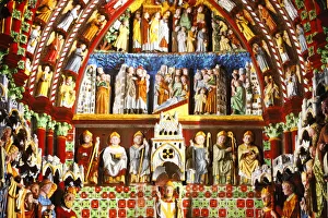 Tympanum, Amiens cathedral illumination, UNESCO World Heritage Site, Amiens, Somme Tympanum, Amiens cathedral illumination, UNESCO World Heritage Site, Amiens, Somme