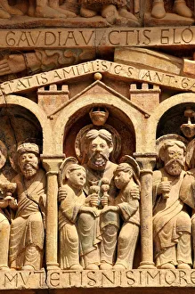 Detail of the tympanum depicting the Last Judgment and Heaven Detail of the tympanum depicting the Last Judgment and Heaven