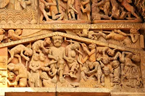 Detail of the tympanum depicting the Last Judgment and Hell Detail of the tympanum depicting the Last Judgment and Hell