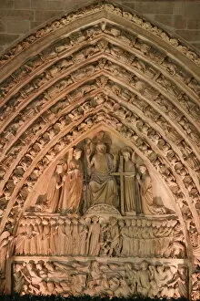 Stereotypically French Gallery: Tympanum of the Last Judgement. Notre-Dame de Paris cathedral, Paris, France, Europe