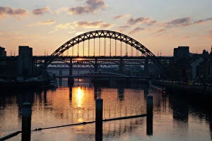 Images Dated 3rd February 2012: Tyne Bridge at sunset, spanning the River Tyne between Newcastle and Gateshead, Tyne and Wear