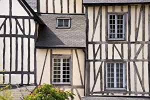 Typical half timbered houses in old town, Lyons la Foret, Eure, Normandy, France, Europe Typical half timbered houses in old town, Lyons la Foret, Eure, Normandy, France, Europe