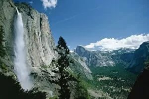Images Dated 28th August 2008: Upper Yosemite Falls cascades down the sheer granite