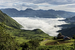 Valley filled with cloud in Andes central highlands, hiding the Nariz del Diablo Valley filled with cloud in Andes central highlands, hiding the Nariz del Diablo