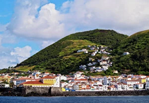 Images Dated 17th June 2014: Velas seen from the ocean, Sao Jorge Island, Azores, Portugal, Atlantic, Europe