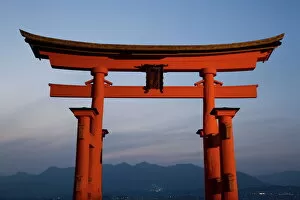 The vermillion coloured floating torii gate