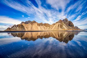 Vestrahorn Mountain reflects in the tide, Southeast Iceland, Polar Regions Vestrahorn Mountain reflects in the tide, Southeast Iceland, Polar Regions